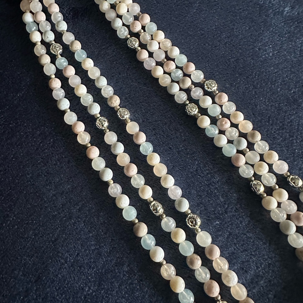 Multi-Strand Pastel Beaded Necklace with Silver Accents - Picture 1 of 15